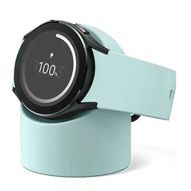 Compatible with Samsung Galaxy Watch 7 6 5 Charger Stand 40 44 46mm Galaxy Watch 5Pro Charger silicone Stand Charging base Qme Green
