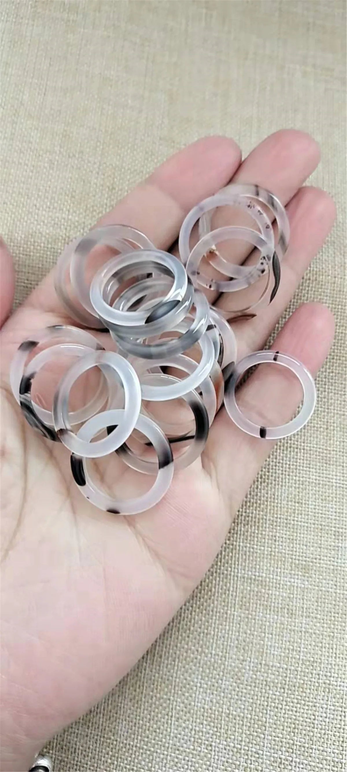 Chinese Style Imitation Natural Glass Ring Ancient Court Fashion Minimalist Couple Ring Glass Jewelry Charming Gift Wholesale Qme 1 piece 2