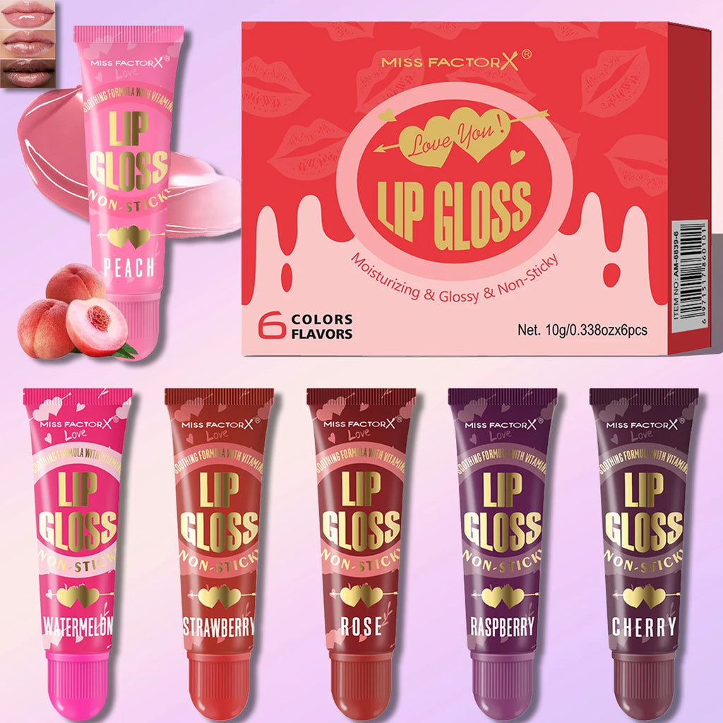 6-piece Moisturizing Lip Oil Set - Long Lasting Gloss Effect, Portable Travel Kit, Thanksgiving and Christmas Gift Qme