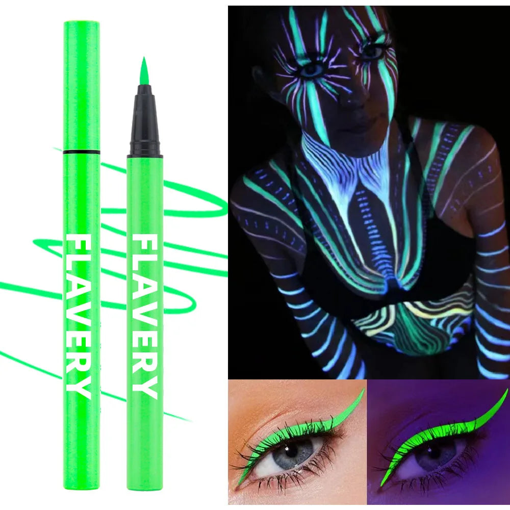8-color Fluorescent UV Eyeliner Waterproof Sweat-proof Face Paint Pen Qme 07green