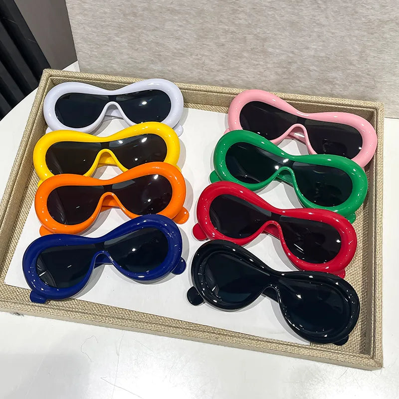 New Oval Sunglasses for Men Women Fashion Retro Brand Design Shades Eyewear Female Candy Color Goggle Sun Glasses Qme