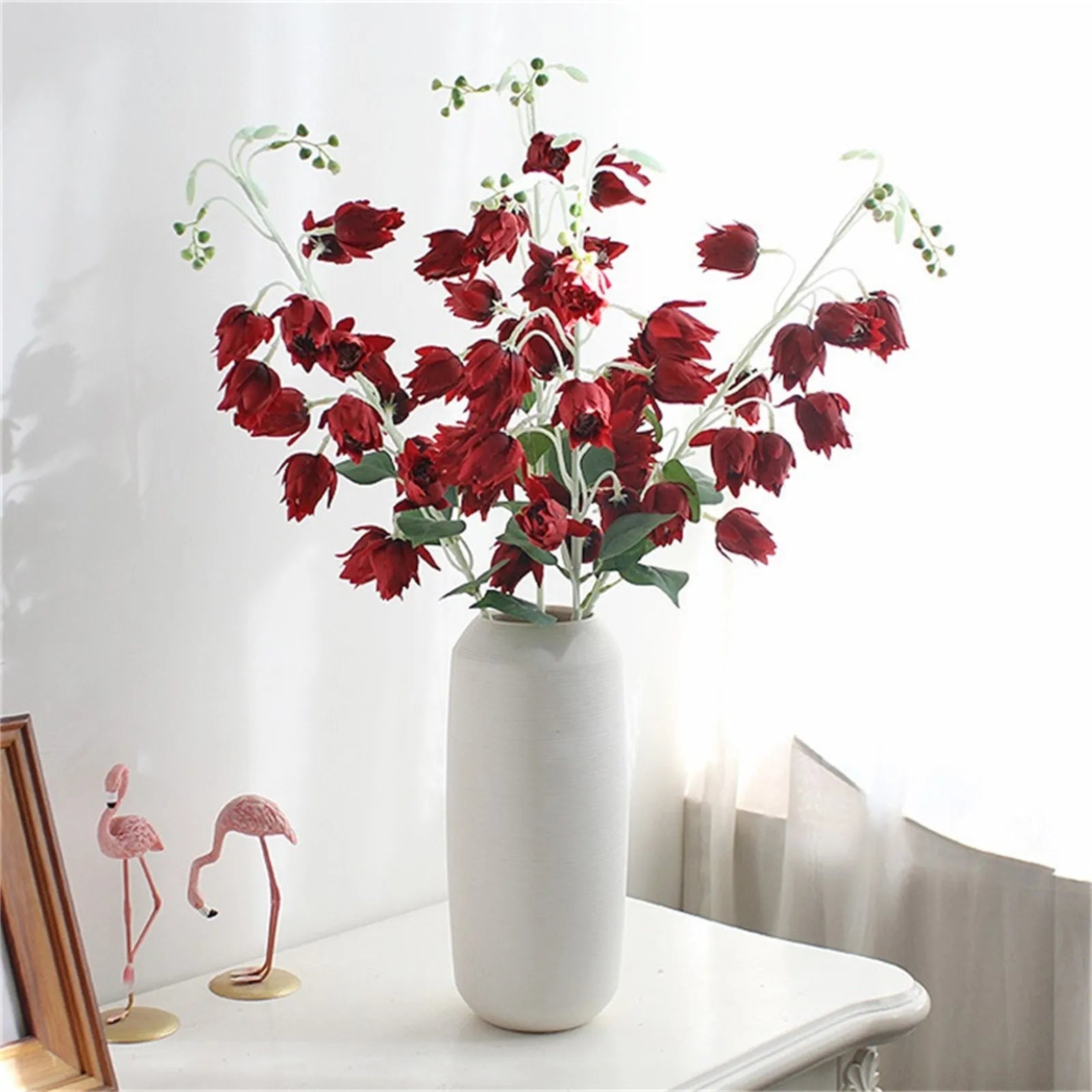 Artificial Flowers with Stem Holiday Party Wedding Decorative Fake Cake Flowers Bouquets Home Decor Mother's Day Festive Gift Qme Red