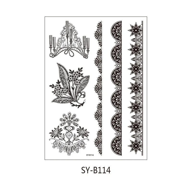 A 4/8 Water Transfer Stickers Mandala Henna Tattoo Stickers Fake Instant Henna Temporary Tattoo Indian Mehndi Flower Waterproof Qme