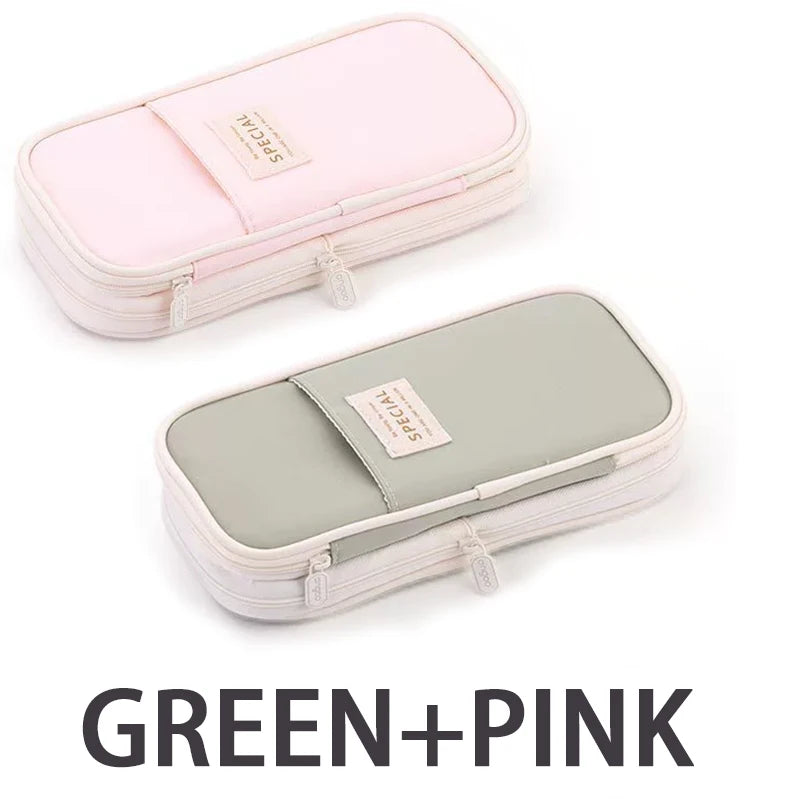1/2 Piece Kawaii Pencil Case Double Layer Large Capacity Pencil Bag Storage for Office Stationery Storage Box School Supplies Qme 2 PCS MIX C
