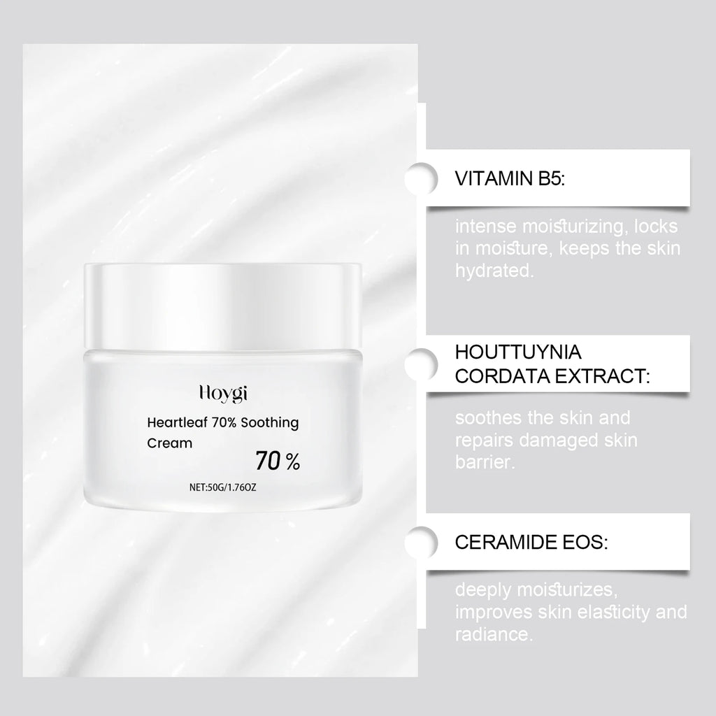 Heart Leaf 70% Soothing Cream Contains Ceramide EOS Moisturizing Relieves Dry Skin Restores Skin Elasticity Facial Cream Qme