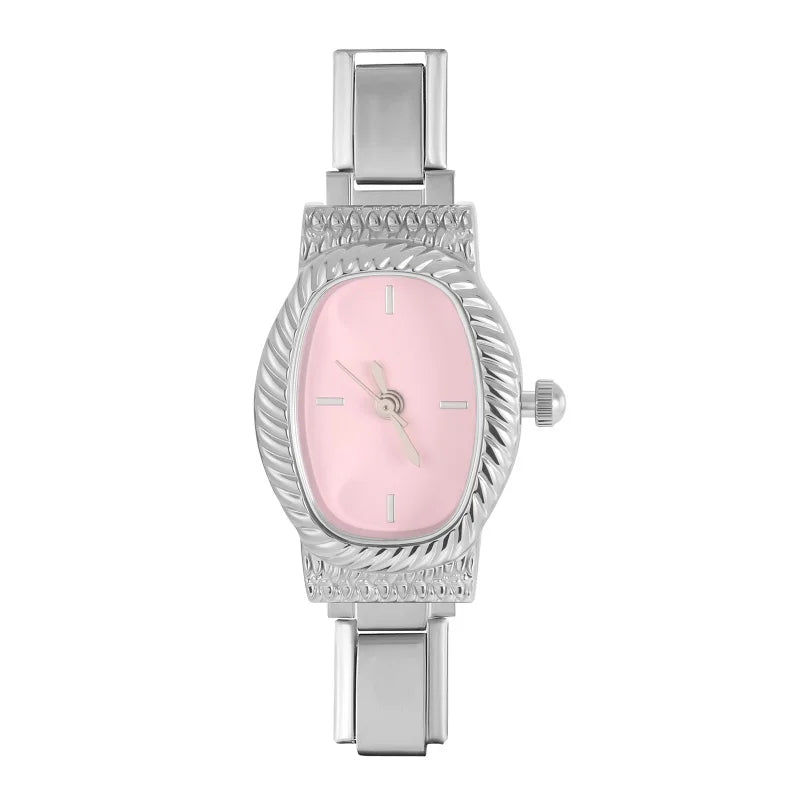 Fashion Men Women's Stainless Steel Oval Round Shiny CZ Zircon Watch