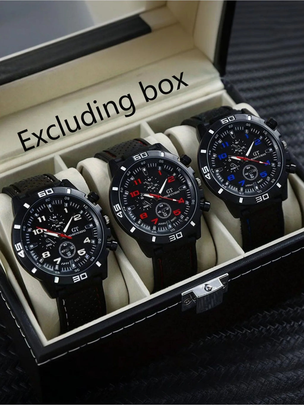 3-piece Classic and fashionable silicone car line men's quartz watch, casual and fashionable watch Qme Multicolor No