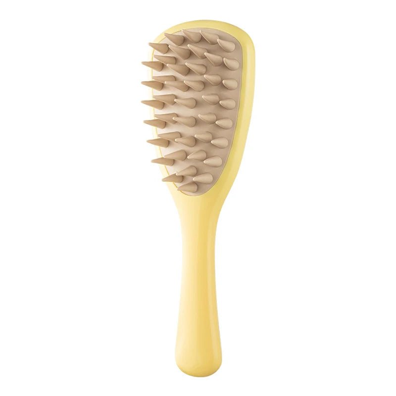 Shampoo Comb Coarse Teeth Long-handle Silicone Massage Tool Fluffy Qme Yellow