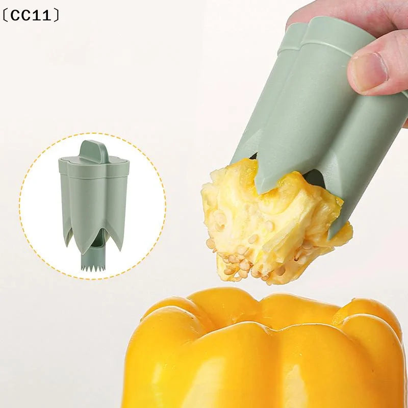 2-in-1 Fruit Pepper Corer Seed Removing Tool Portable Kitchen Utensil Qme