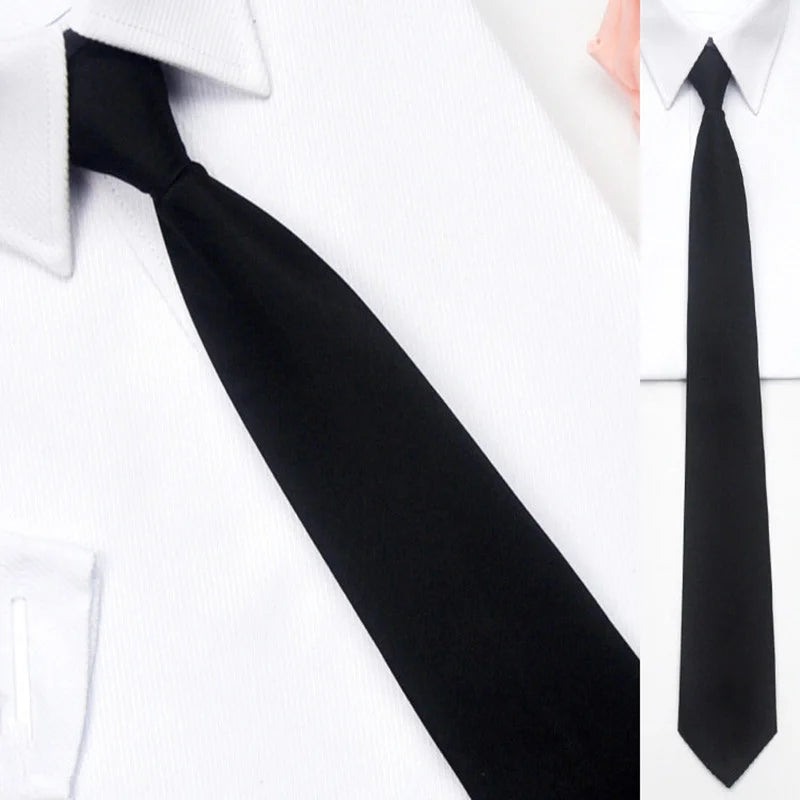 Black Simple Clip Tie Security Doorman Steward Matte Funeral Men Qme black
