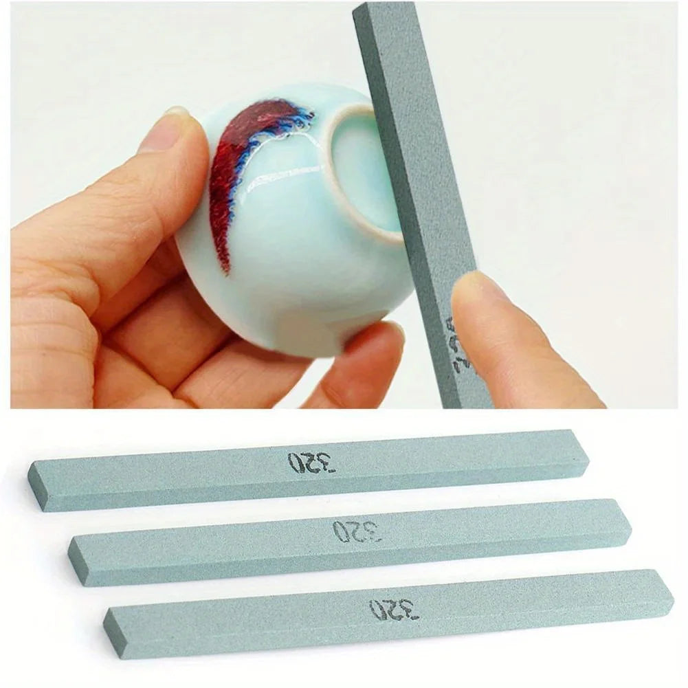 320 Grit Silicon Carbide Sharpening Stone Strip Mini Whetstone For Ceramic Pot Metal Knife Model Polishing Grinding Tool Qme