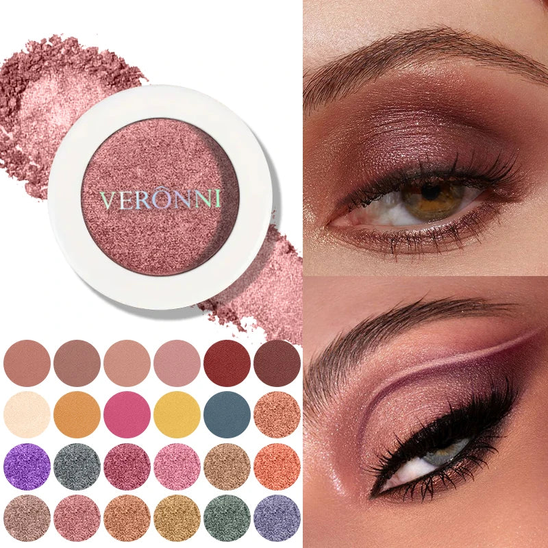 VERONNI Single Eyeshadow Matte Shimmer Glitter Pigment Waterproof Qme