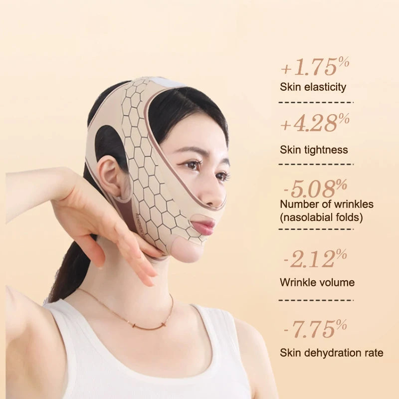 V-shaped Chin Cheek Lifting Mask Elastic Polyester Face Band Slimming Qme