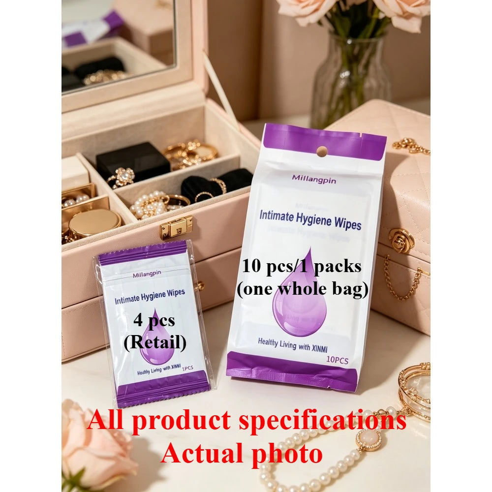 Feminine intimate wipes, menstrual period cleaning, clean, healthy and portable, exclusively for healthy women. Qme