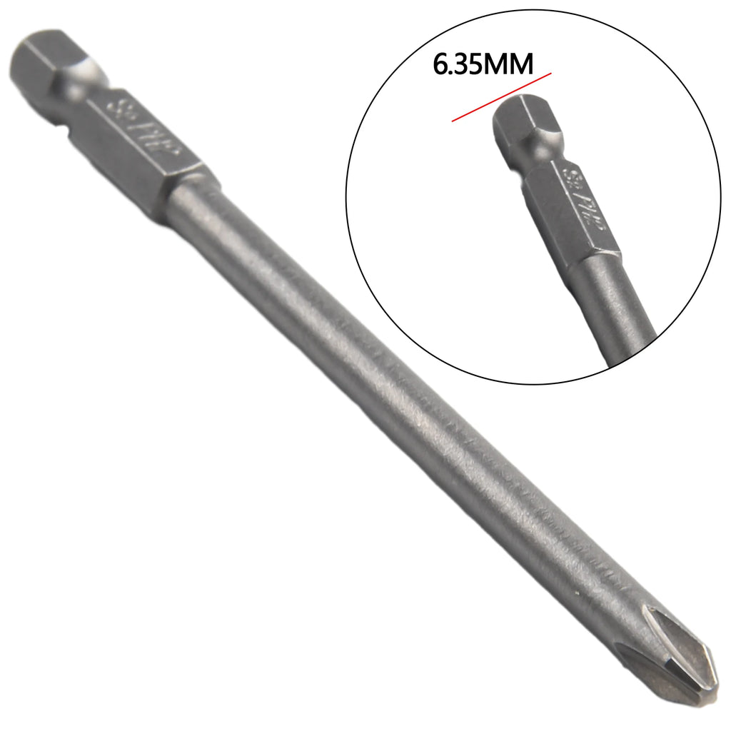 6Pcs/ Set 100mm Long 1/4'' Shank Screwdriver Bits Steel Magnetic Hex Cross Head Screw Driver Screwdriver Bit Hand Tool Qme