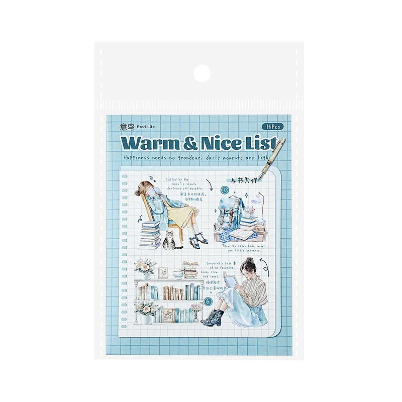 15pcs Artistic Girl Creative Character PET Sticker Bag for Collage Junk Journal DIY Scrapbook Aesthetic Stationery Supplies Qme