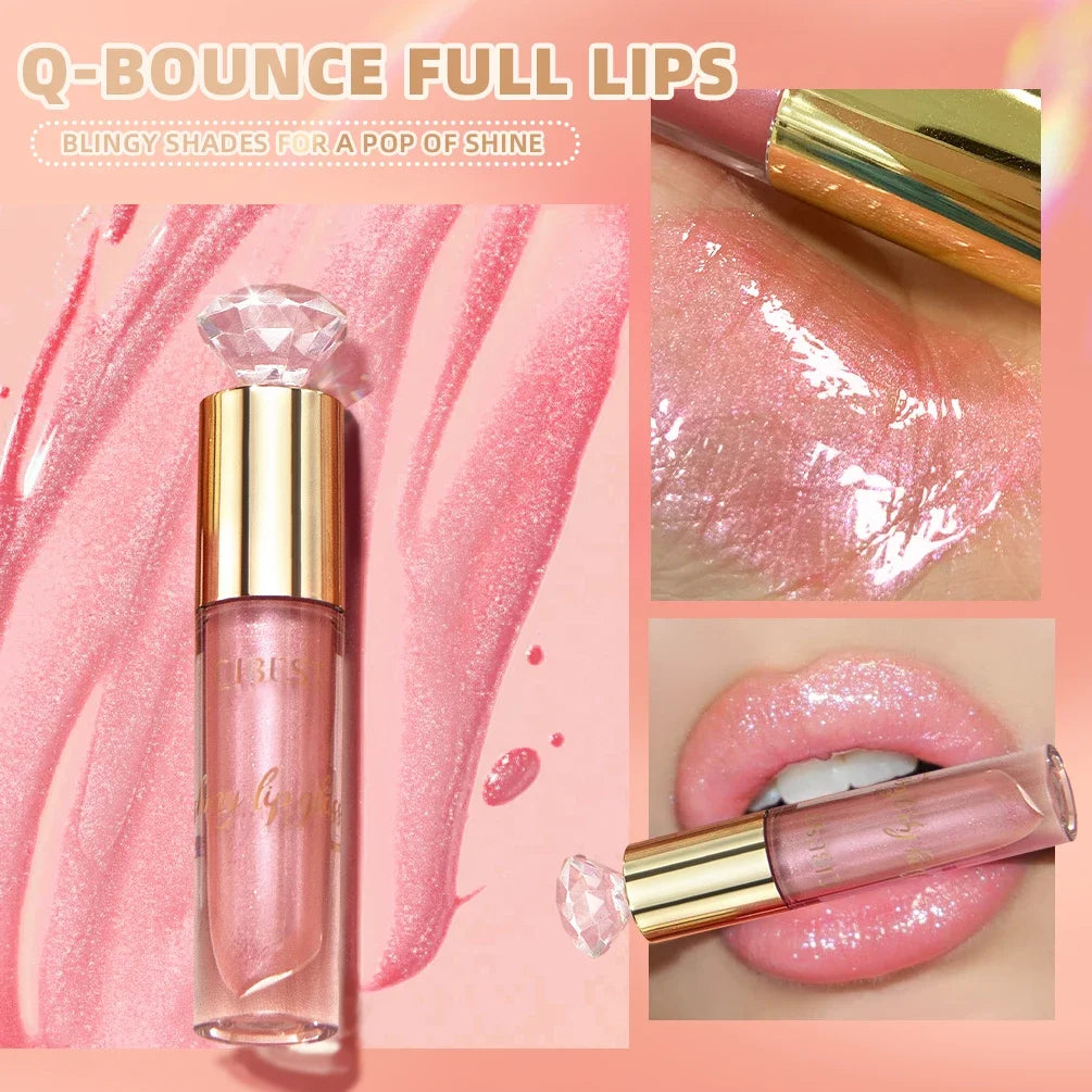 QIBEST Glitter Metallic Lip Glaze Shiny Long Lasting Shimmer Lip Gloss Moisturizing Liquid Lipstick Makeup Lip Tint For Women Qme