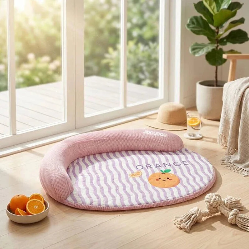 A 1Piece Pet Cooling Sofa Bed For Spring Summer, Breathable Removable Washable Bed Mat For Small Medium Dogs And Cats Rest Qme pink 40-30cm