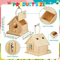 Bird House Kit Wooden Educational Hands-On Birdhouse Building Painting Kit for Spring Summer Home School Classroom Camp Holiday Qme as shown
