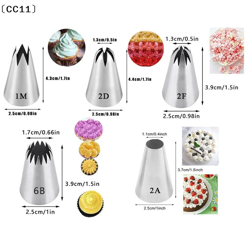 5-Piece Large Cake Decorating Piping Tips Durable Stainless Steel Qme