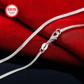 New Original 925 Sterling Silver classic Flat Snake 2MM Chain Necklace for Women men Fashion Jewelry Wedding Gifts Qme WHITE 50cm 20inch