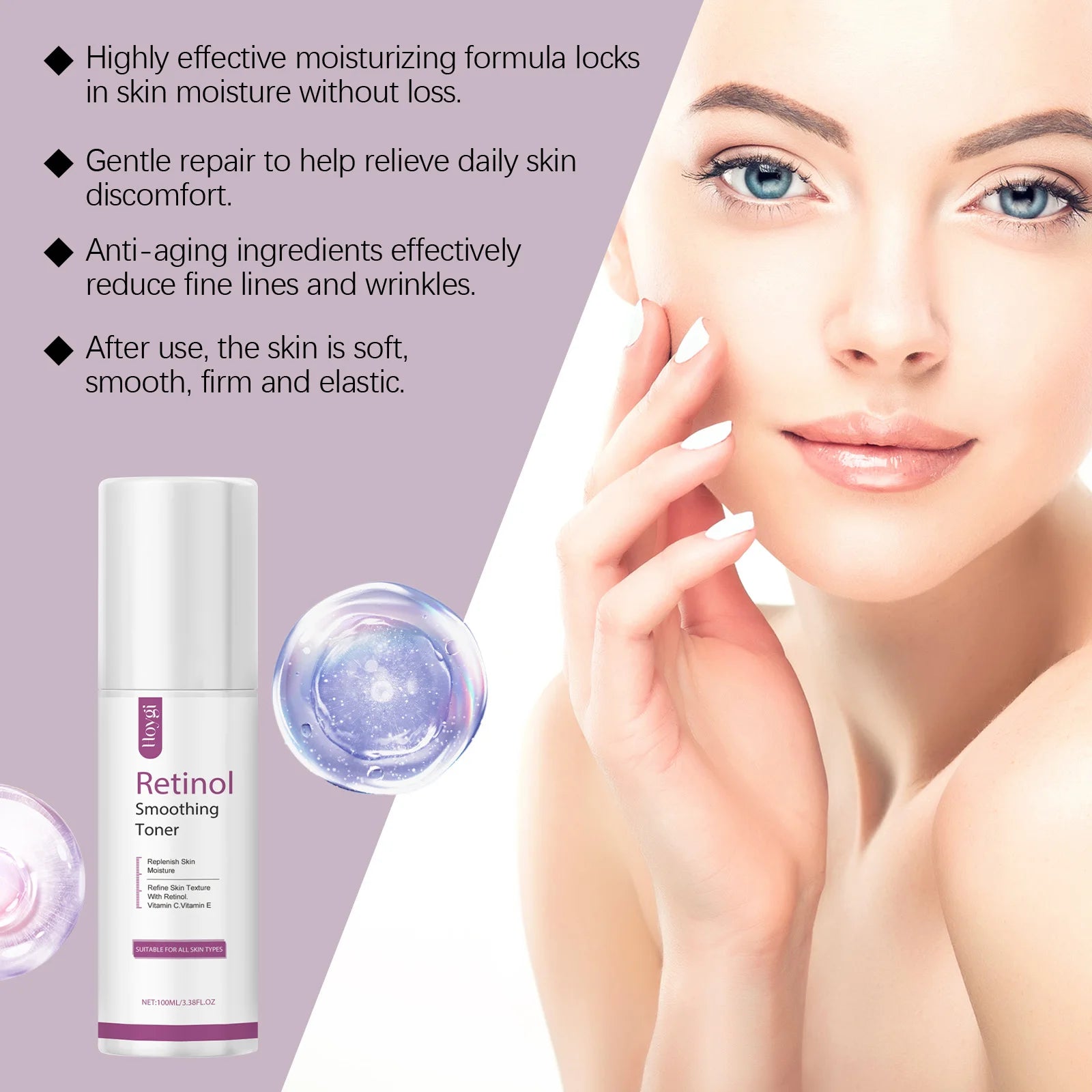 100ml Retinol Hydrating Toner Firming Lifting Fade Fine Lines Improves Dullness Brightening Smoothing Deep Nourishing Skin Care Qme