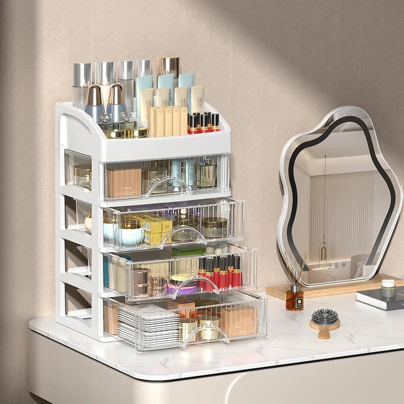 Multi-functionaldesktop Storage Box Drawer Hair Decoration Qme White Five layers
