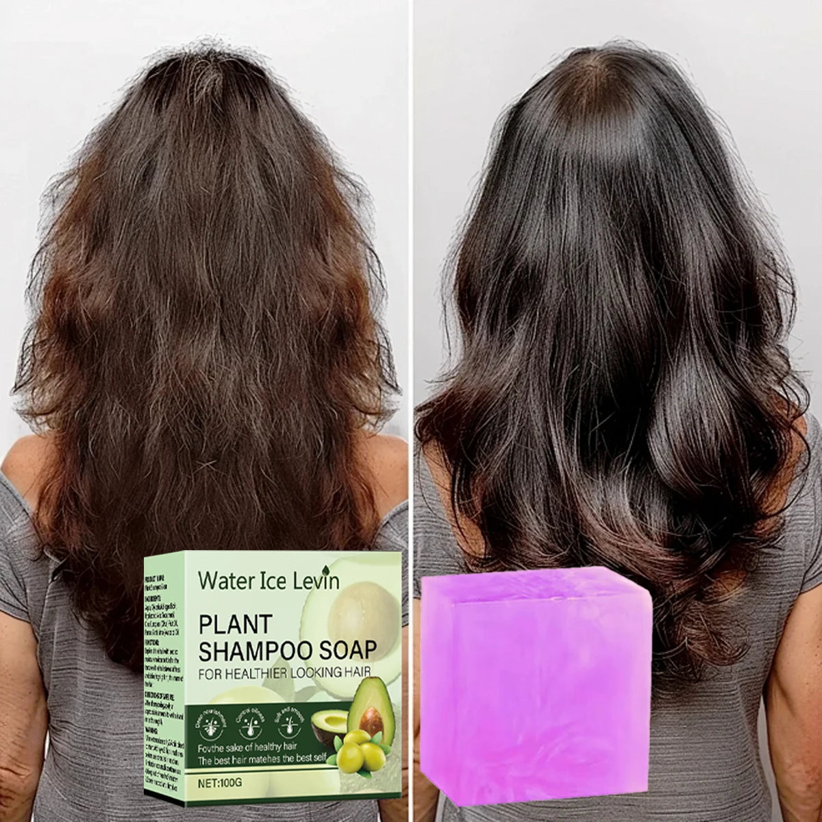 Plant Shampoo Soap for Healthier Looking Hair with Collagen - Moisturizing Formula with Olive Fruit Oil for Hair Clean Qme