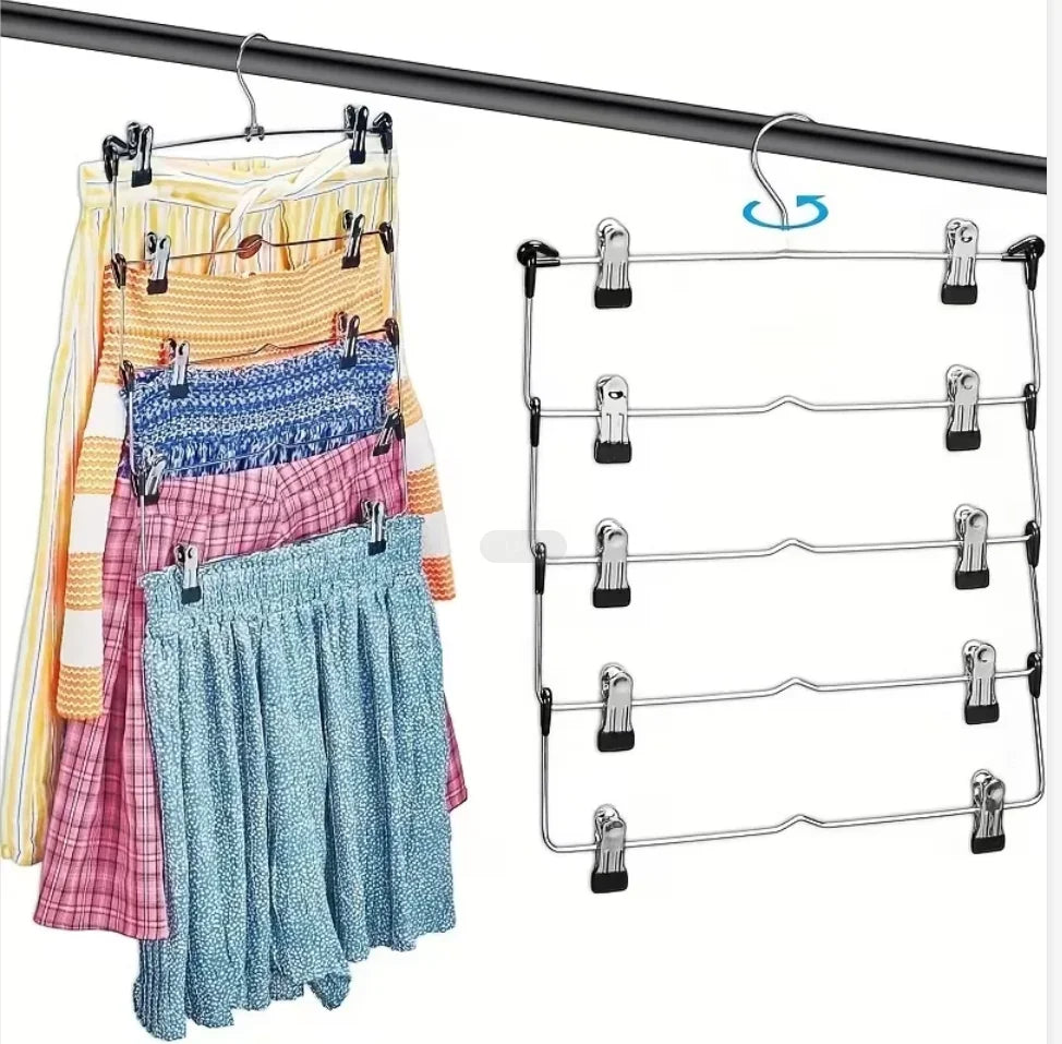Multi-Functional Home Non-Slip Metal Pants Rack New Creative Stainless Steel Seamless Hanger Simple Storage Skirt Rack Qme 1pc Black