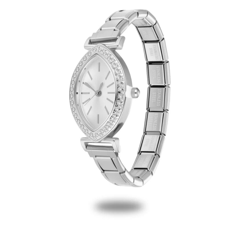 New2026 Vintage Oval Inlaid Zircon Stainless Steel Watch Bracelet
