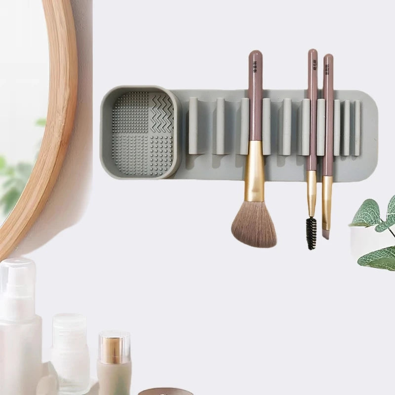 1/2/3/4 Pcs Silicone Makeup Brush Cleaner Tool Wall Mounted Suction Cup Makeup Brush Drying Rack Cleaning Drying Makeup Brush Qme