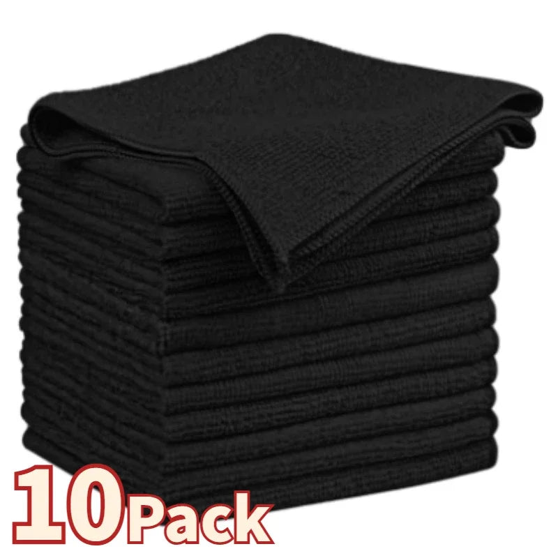 Black Thicken Microfiber Car Cleaning Towels Soft Quick Drying Windows Mirrors Wiping Rags Home Double Layer Clean Cloths Qme