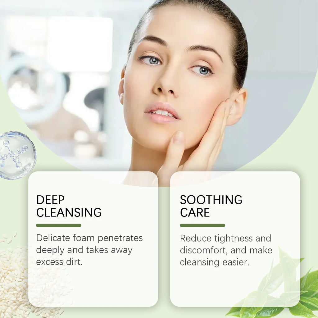 Green Tea Salicylic Acid Facial Cleanser Cleansing Pore Refining Hydrating Blackhead Removal Oil Control Non-Drying Face Wash Qme