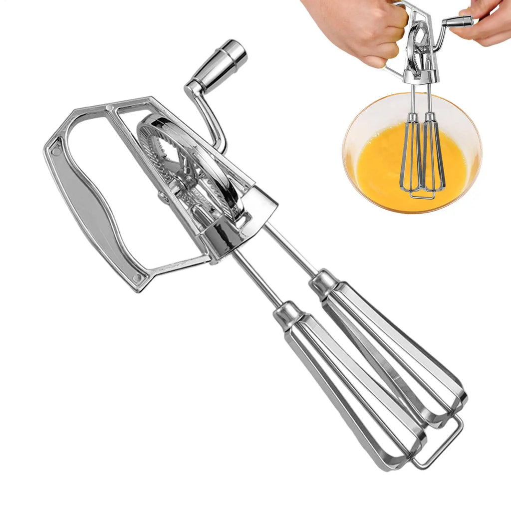 Manual Hand Mixer Manual Stainless Steel Egg Whisk Multifunctional Dishwasher Safe Egg Beater Portable Egg Mixer for Baking Qme