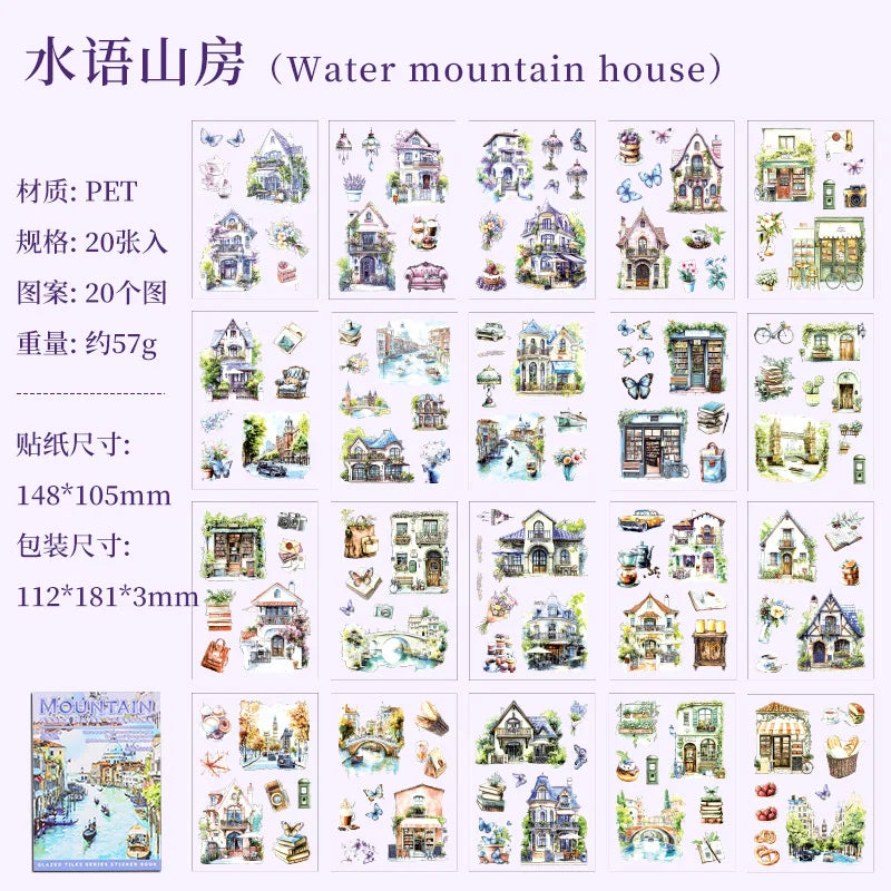 TIANZI 20/80pcs Die Cut Landscape Stickers Book for Scrapbooking Journaling DIY Crafts Planners Art Supplies Qme D