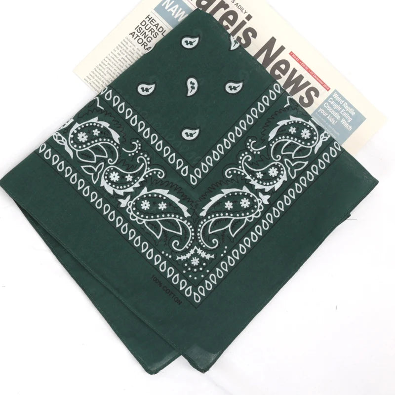 Unisex Cotton Bandana Kerchief Hip Hop Black Hair Band Neck Scarf Qme A4