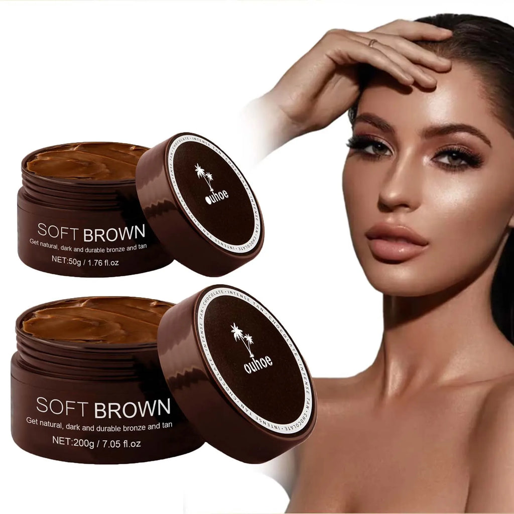 Soft Brown Self-Tanning Cream Intensive Tanning Outdoor Summer Beach Brown Bronzer Long Lasting Sunless Fake Tan Body Lotion Qme