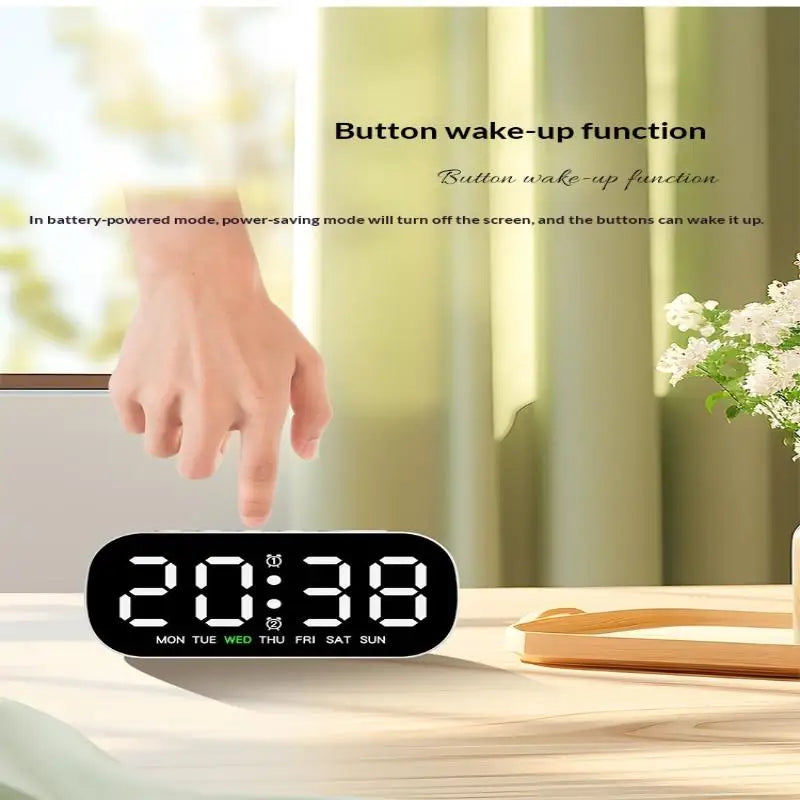 Desktop Digital Alarm Clock Temperature Date Week Dual Night Mode Qme