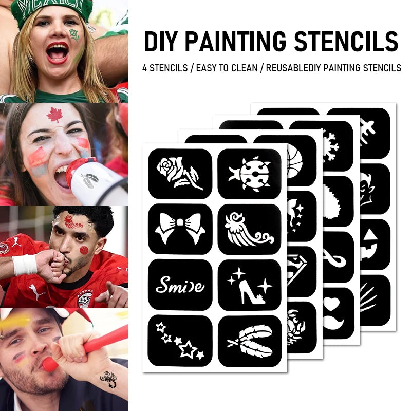 5 Colors Face Paint Stick Stencils Non-toxic Body Painting Sports Qme