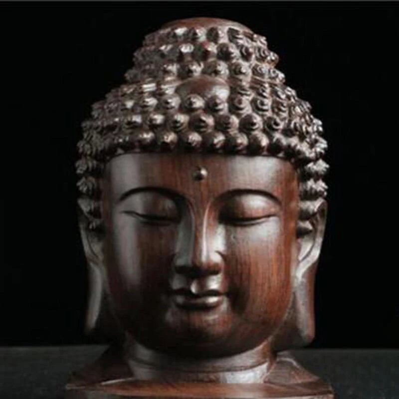 Creative New Buddha Statue Wooden Sakyamuni Tathagata Figurine India Buddha Head Statue Crafts Decorative Ornament. Qme