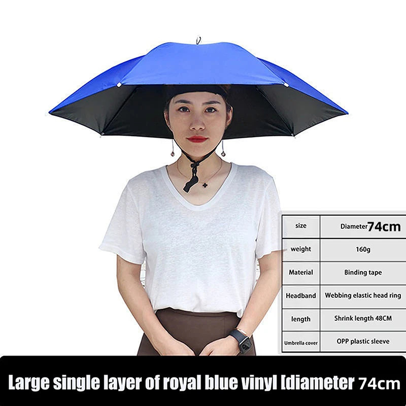 Anti-rain Headwear Brolly Cap Head Umbrella Elastic Band Waterproof Qme 77CM Sunscreen A