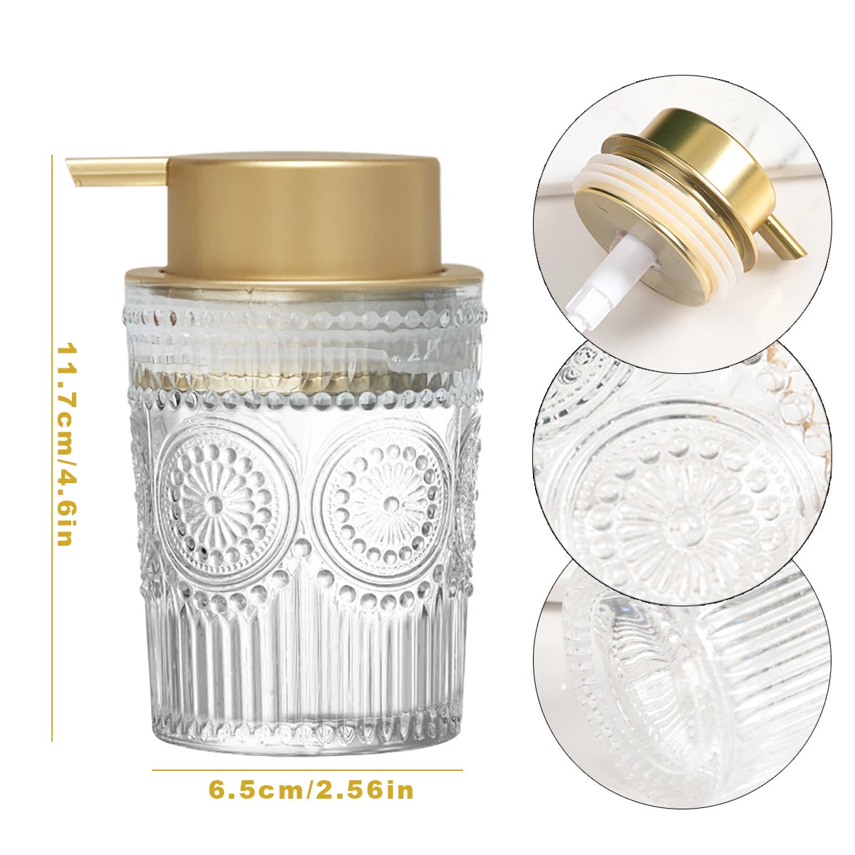 Hand Foaming Glass Bottle Refillable Pump Dispenser for Kitchen Bathroom Vantity Countertop Hand Dish Soap Dispenser Foam Bottle Qme
