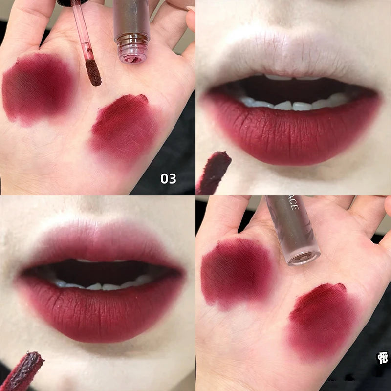 CACE Matte Velvet Brown Liquid Lipstick Long Lasting Red Lipgloss Waterproof Orange Lip Tint Makeup For Women Lip Stain Cosmetic Qme 03