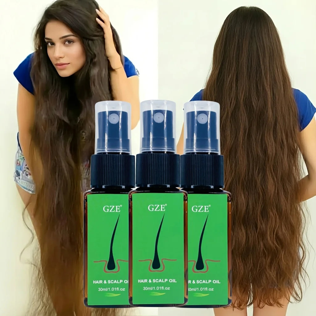 3 Pack GZE Hair & Scalp Oil Hair Serum Oil Strong Hair For Dry Hair Qme HAIR SCALP OIL 3PCS