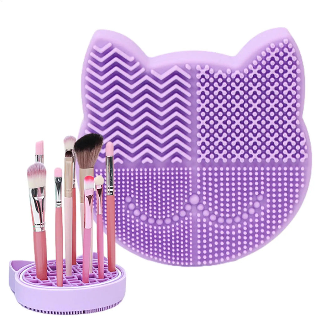 Makeup Brush Cleaner Silicone Scrubbing Tray Cleaning Plate Washing Qme