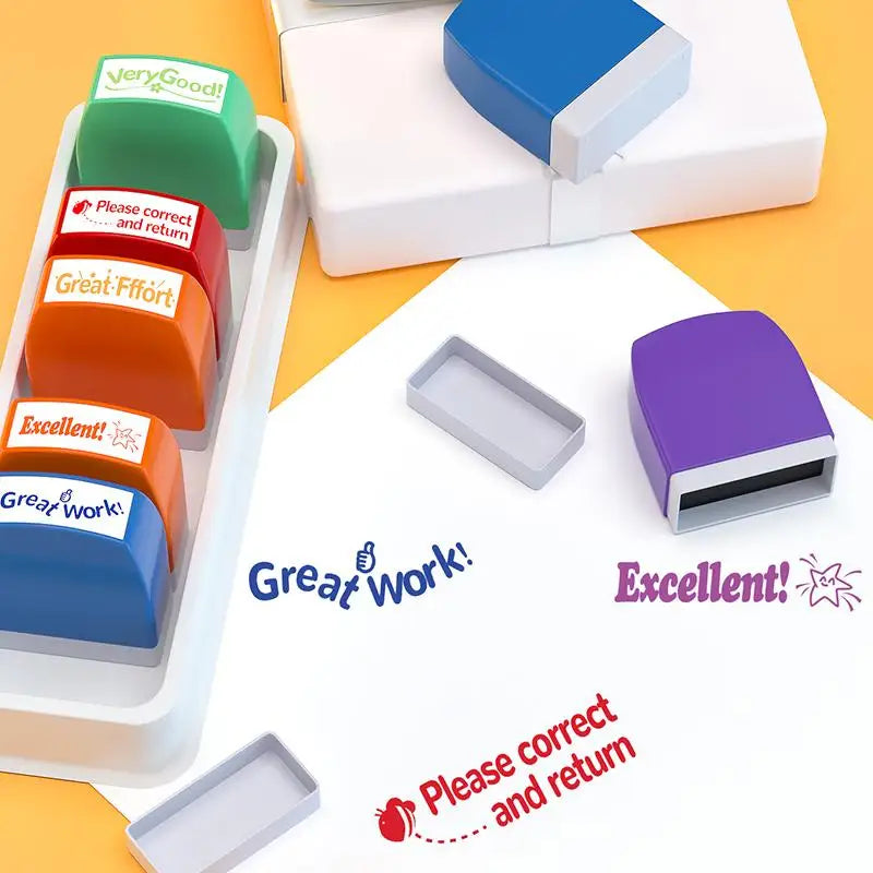 Self Inking Teacher Stamps Non-toxic Safe Ink Encouraging Phrases Qme