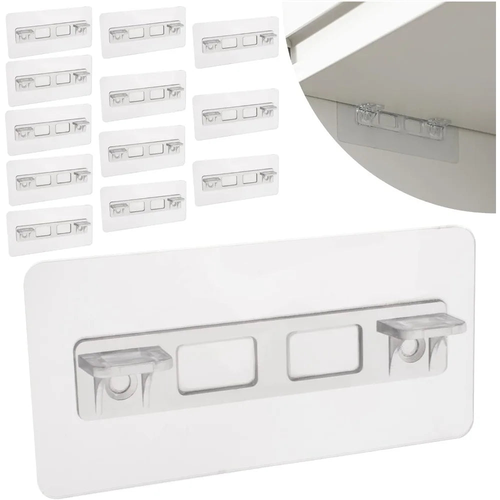 Adhesive Shelf Bracket No Drill Clear Plastic Shelf Support For Wardrobe Cabinet Qme