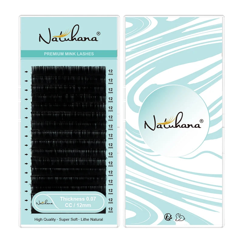 NATUHANA 16lines 8 Eyelash Extension 100 Handmade Natural Soft False Qme