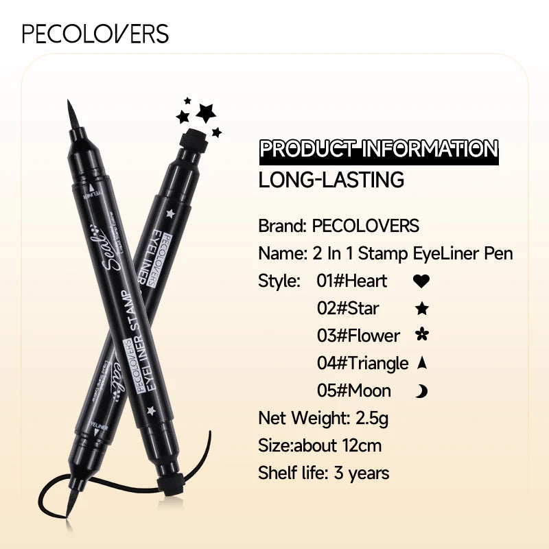 Double-head Liquid Eyeliner Pen Stamps Natural Finish Waterproof Qme