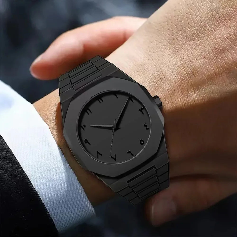 2026 2026 Spring New Men's Watch Light Luxury, niche luxury, minimalist fashion, quartz watch with black large dial Qme
